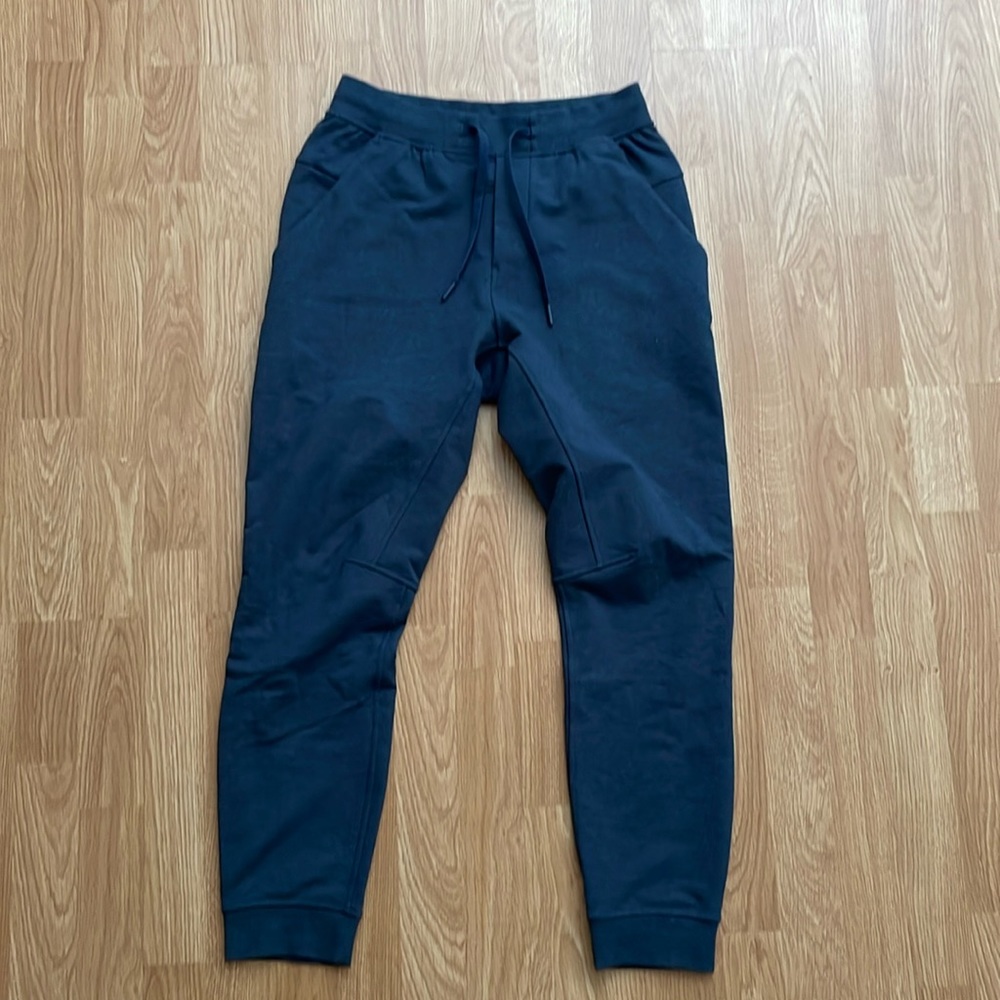 Blue Lululemon pants. Worn a few times. Too small for me now. Short length